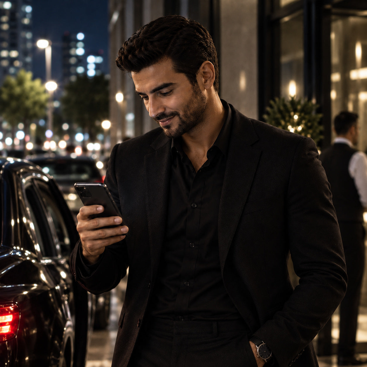 Man sending a follow-up message on his phone after the date